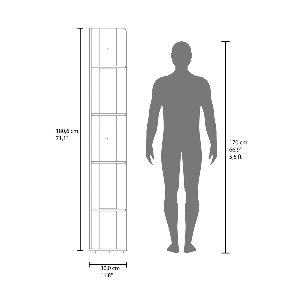 71"-Inch Gerton Corner Bookcase with Five Shelves – Assembly Required, Indoor Residential Use