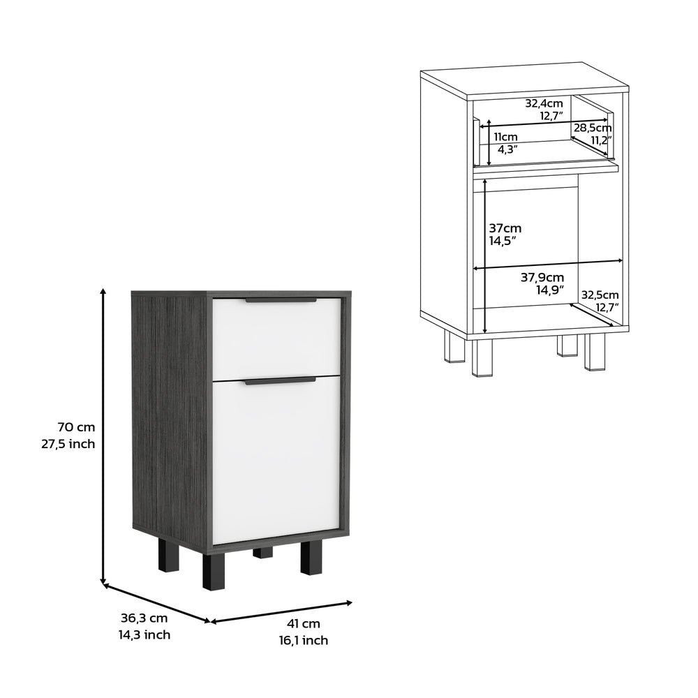 16-Inch Egeo Z Nightstand with 1-Drawer – Concealed Cabinet Storage