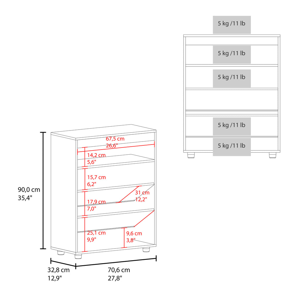 28-Inch Ubly Shoe Storage Cabinet with 4 Open Shelves – Sturdy Two-Tone Build