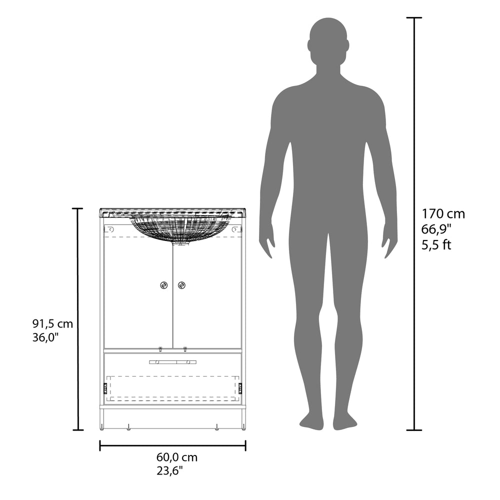 24-Inch Olney Bathroom Vanity with Sink with 1-Drawer and Double Door – Hidden Storage