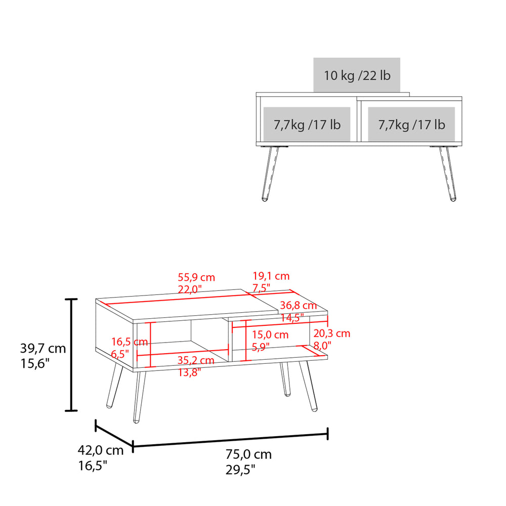 30-Inch Drexel Coffee Table with 2 Open Shelves – Indoor Use And Assembly Required