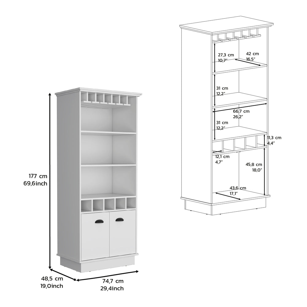 Elon Bar Cabinet with Wine Rack – Durable Construction