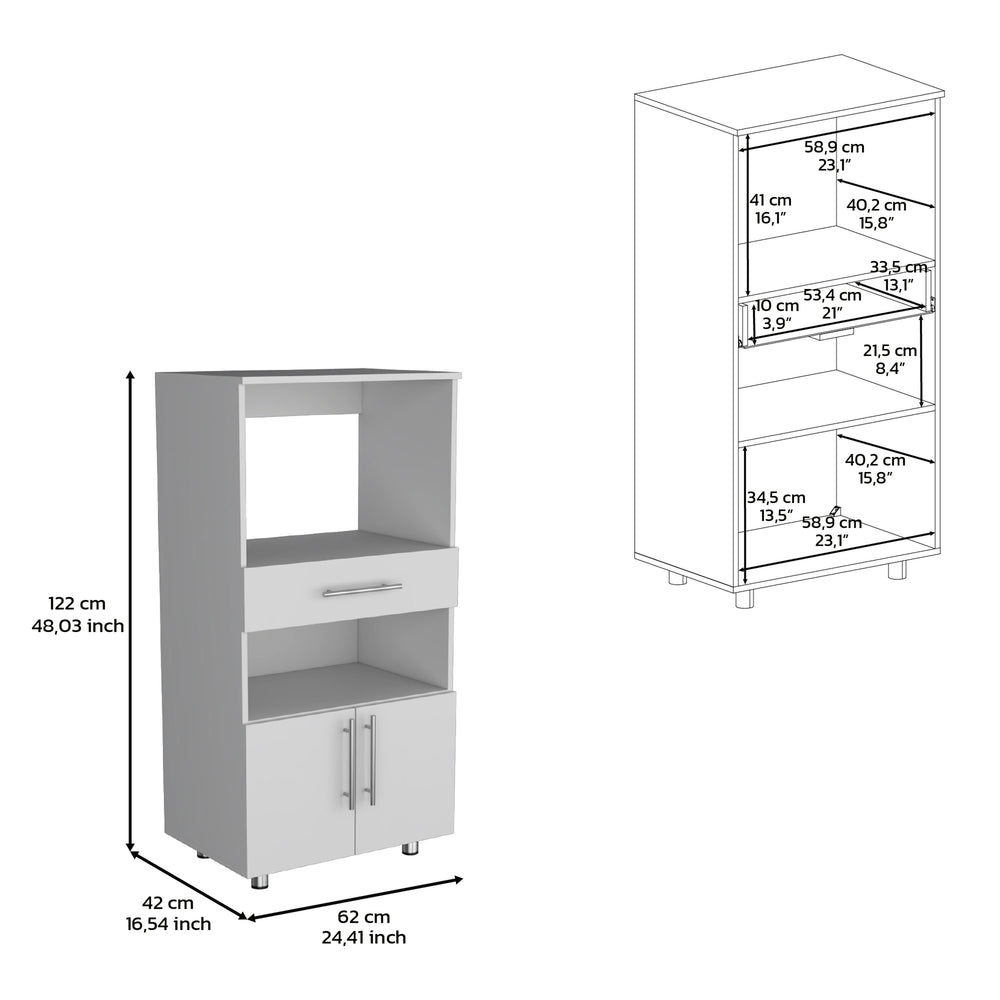 24-Inch Wales Kitchen Pantry Cabinet with Double Door and 2 Open Shelves – Adjustable Cabinet Shelving