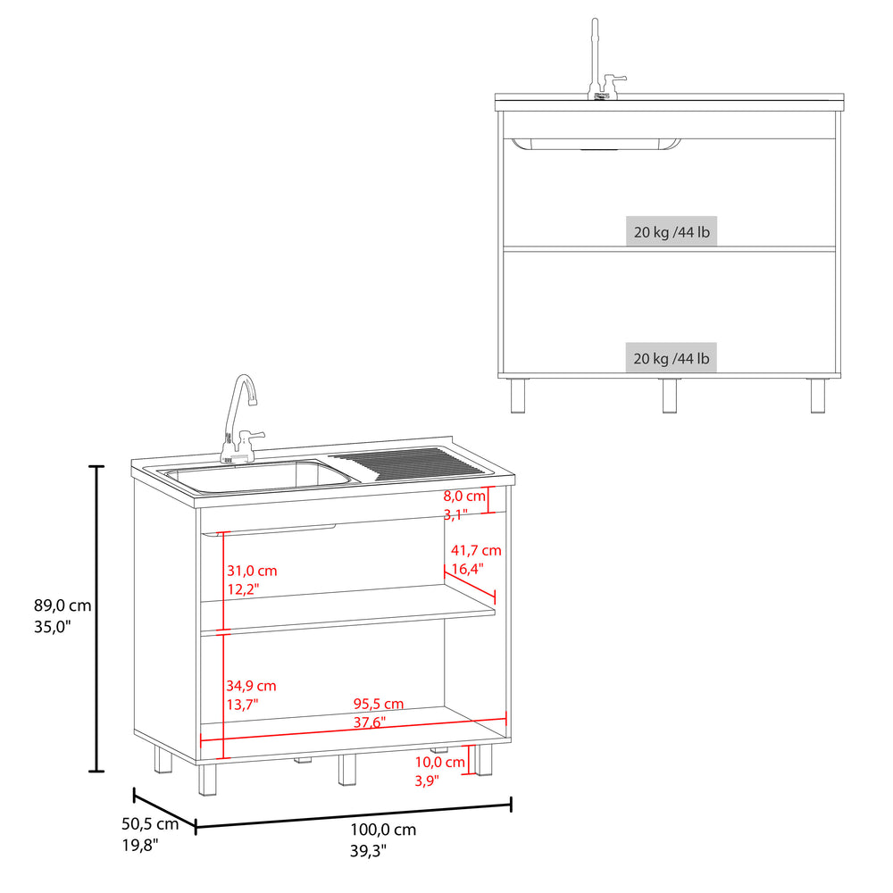 Alatna Freestanding Utility Base Cabinet with Stainless Steel Countert ...