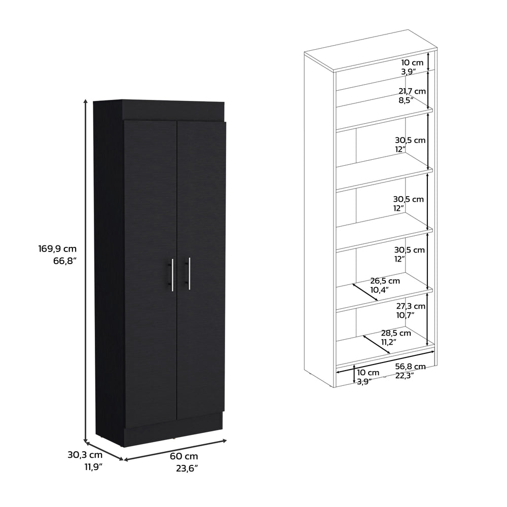 24-Inch Teller Pantry Cabinet with 5 Open Shelves – Narrow Space-Saving Footprint