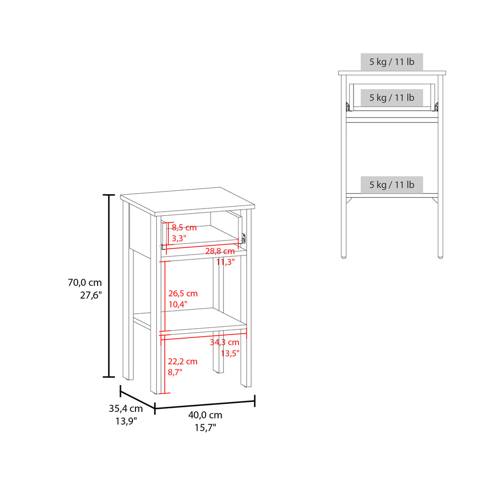 16-Inch McRae Nightstand with 1-Drawer – Overall Dimensions