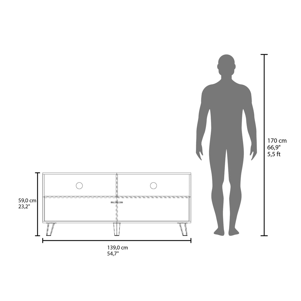 55-Inch Leary TV Stand with Single Door and 3 Open Shelves – Open Media Shelving