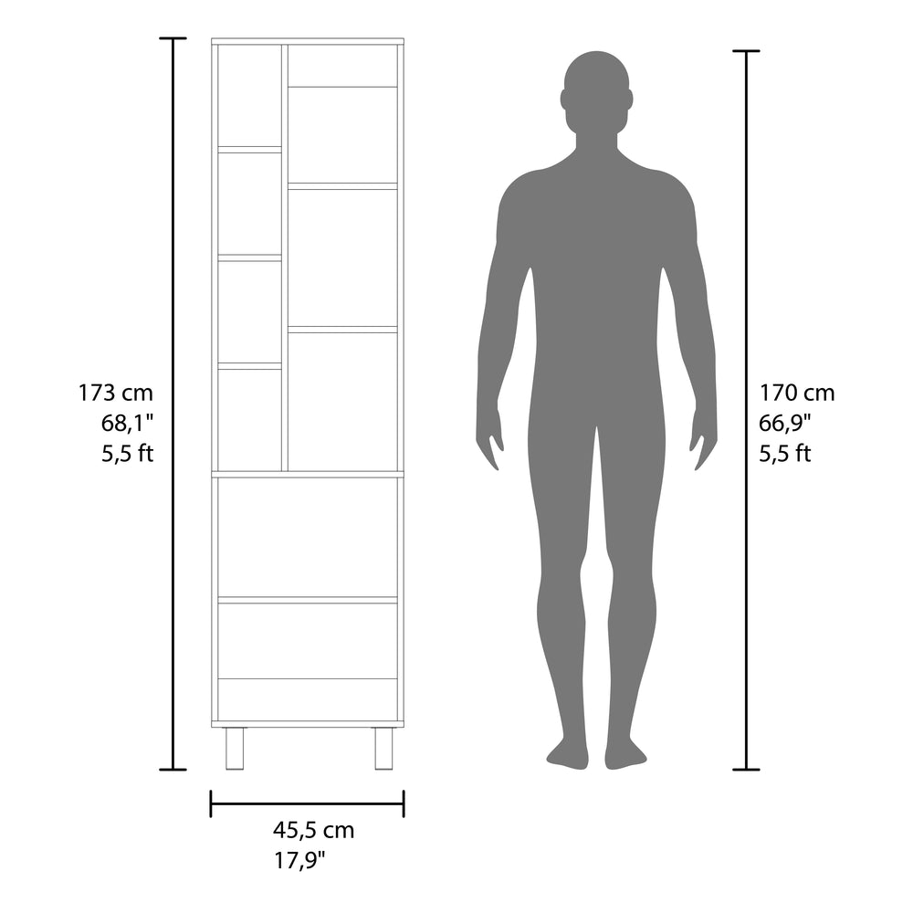 18-Inch Nicut Storage Cabinet with Double Door and 8 Open Shelves – Adjustable Shelving
