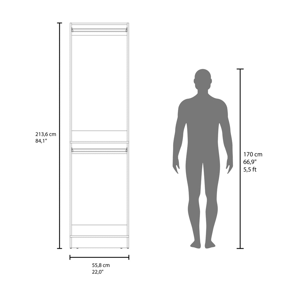 22-Inch Dover Closet Organizer with 2 Open Shelves – Clean White Finish