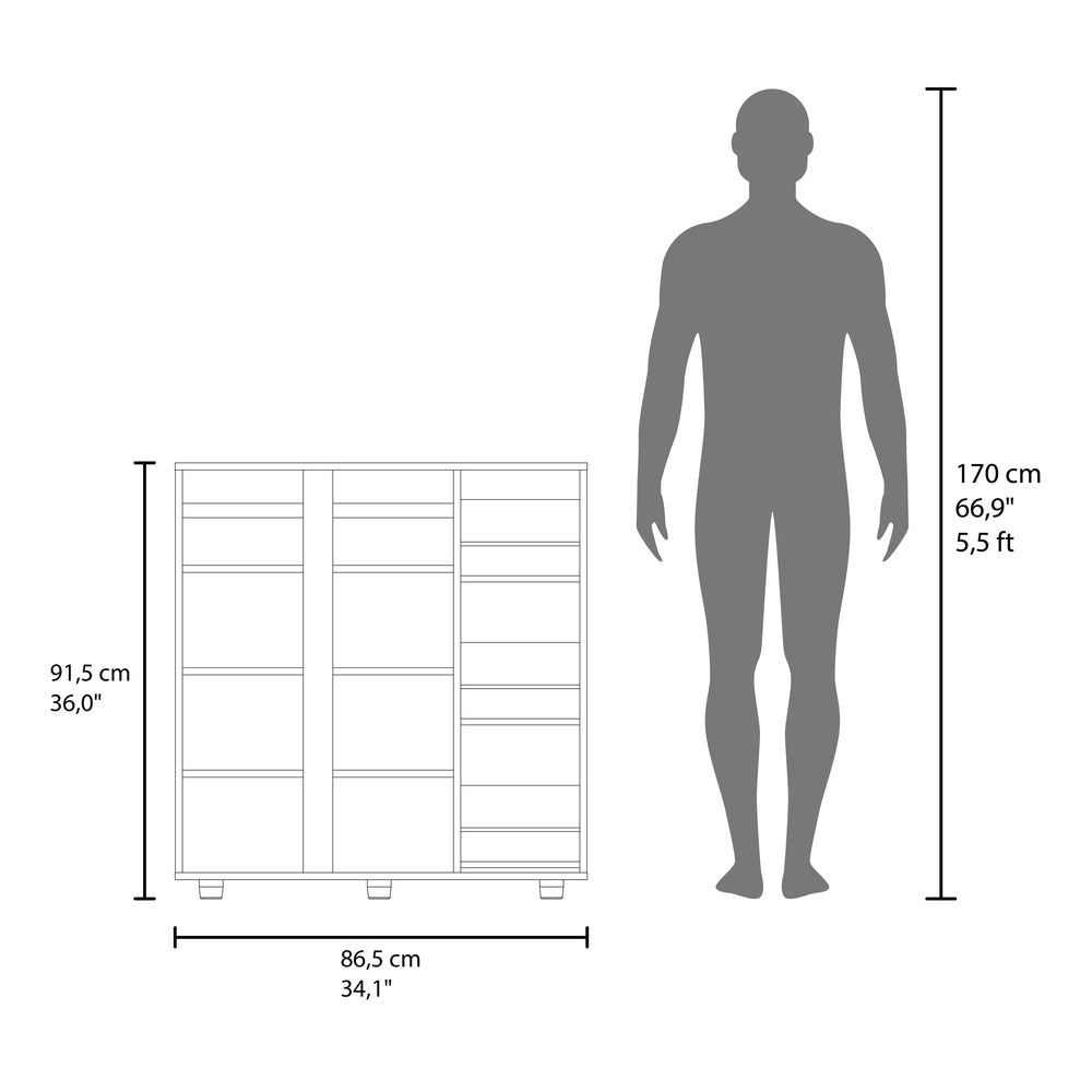 34-Inch Flippin Shoe Storage Cabinet with Double Door and 4 Open Shelves – Open Side Shelf Tower