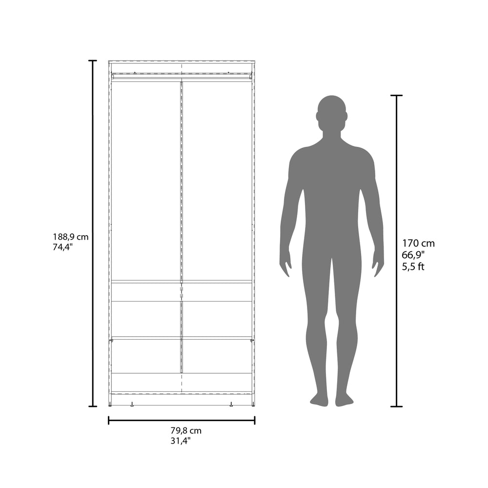 31-Inch Berne Armoire with Double Door and 3 Open Shelves – Durable Construction