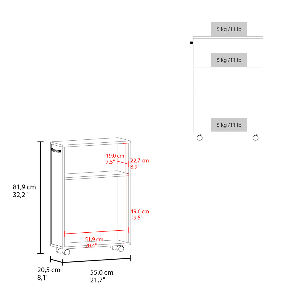 22-Inch Saltillo Furniture with Casters and 2 Open Shelves – No Wall Mounting Required