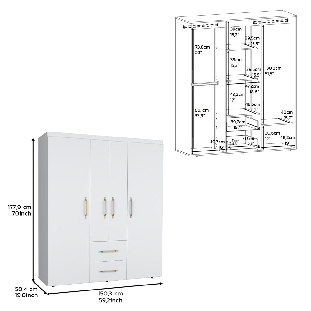 59-Inch Valier Wardrobe Closet – Freestanding Wardrobe Design