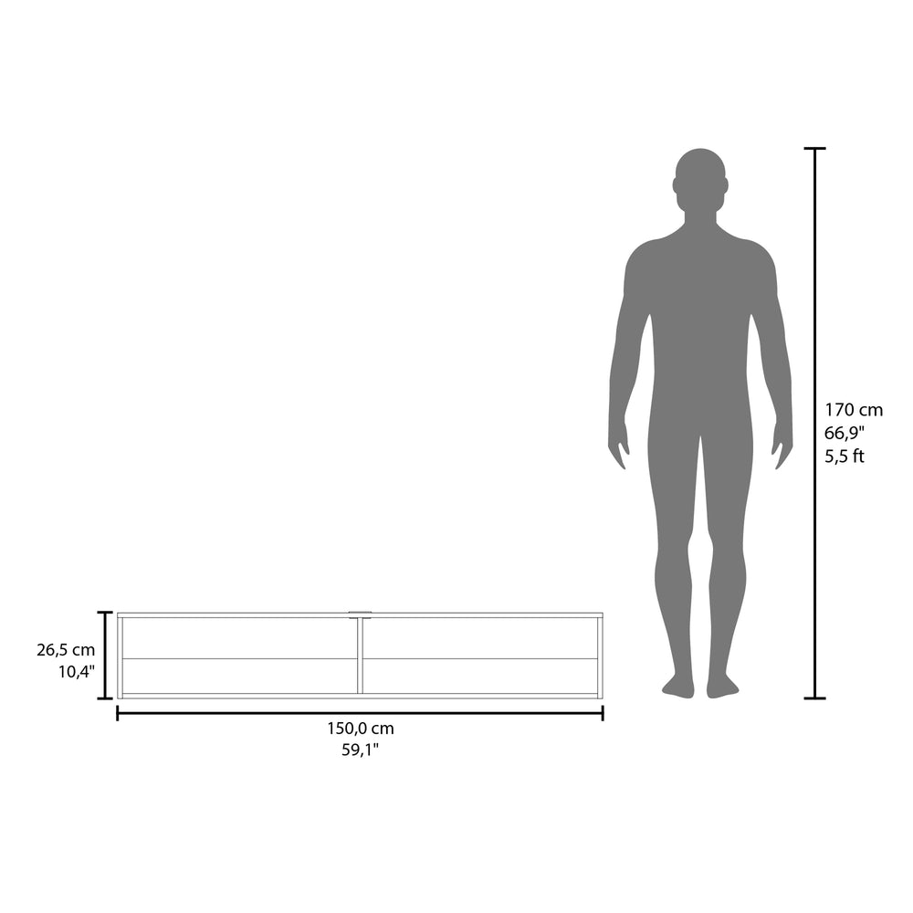59-Inch Lakes TV Stand with 2 Open Shelves – Wide, Stable Surface