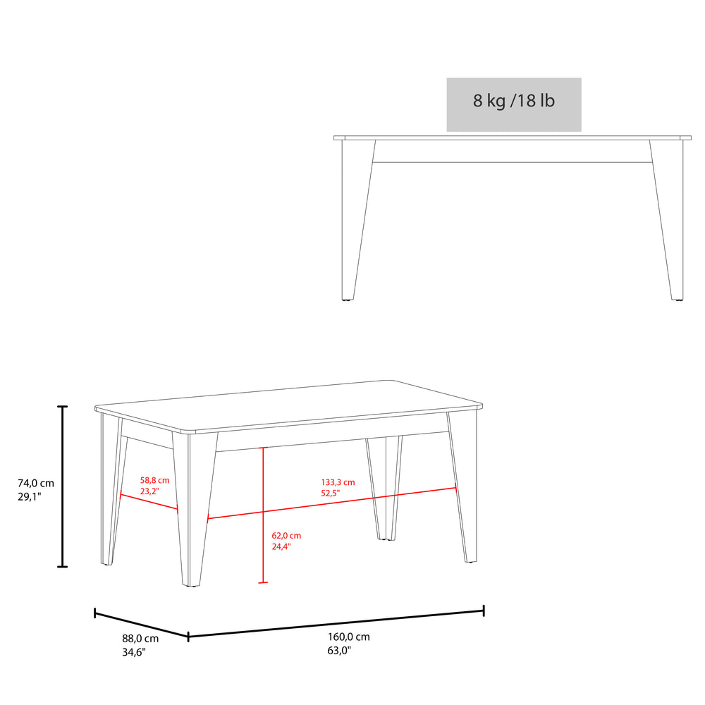 Keyes Rectangular Dining Table with a Tapered-Leg Base for Everyday Dining and Entertaining – Easy Assembly