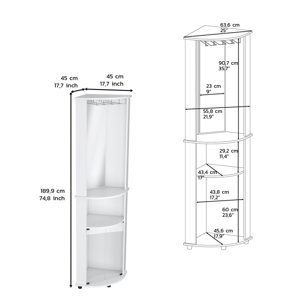 Nashville Corner Cabinet with Mirror, Coat Hooks, and Curved Glass-Door Storage, an Entryway Hall Tree for Small Spaces – Corner-Fitting, Sturdy Build