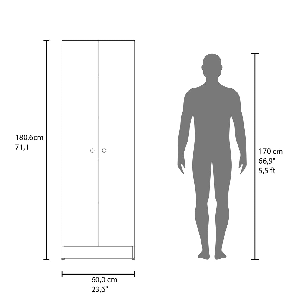 Dakari Multistorage Storage Cabinet with Double Door and 5 Open Shelves – Tall, Compact Footprint