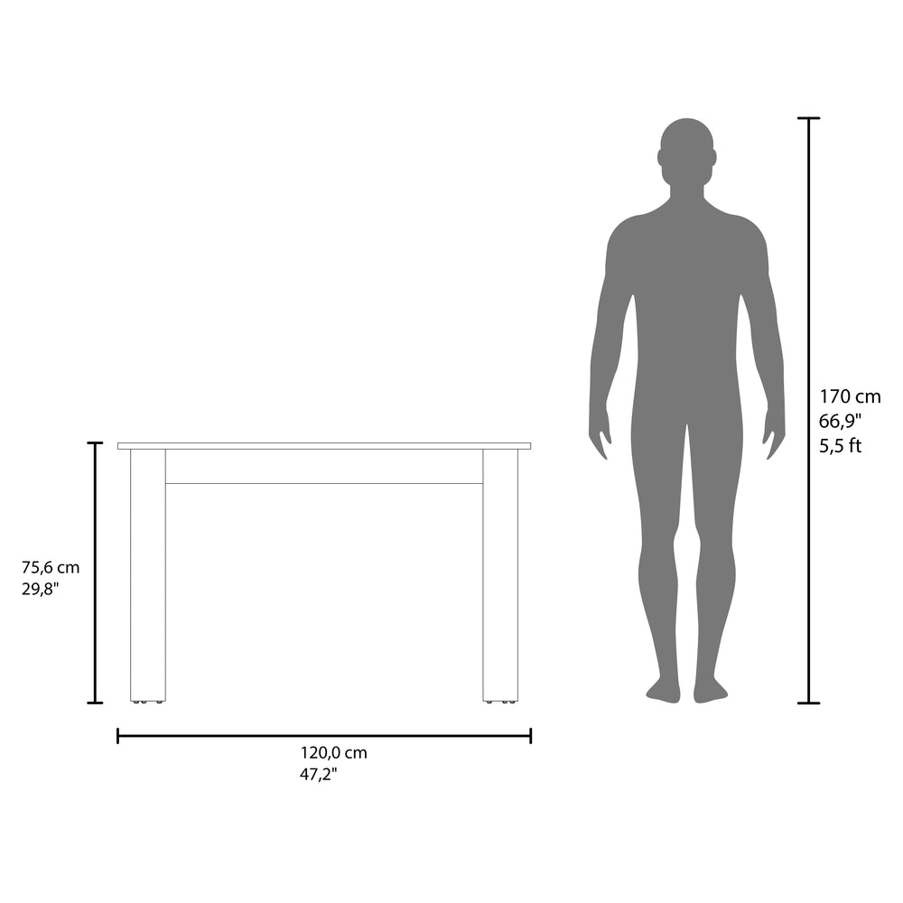 Landa Rectangular Dining Table with a Solid Panel Leg Base for Everyday Dining and Entertaining – Easy Assembly