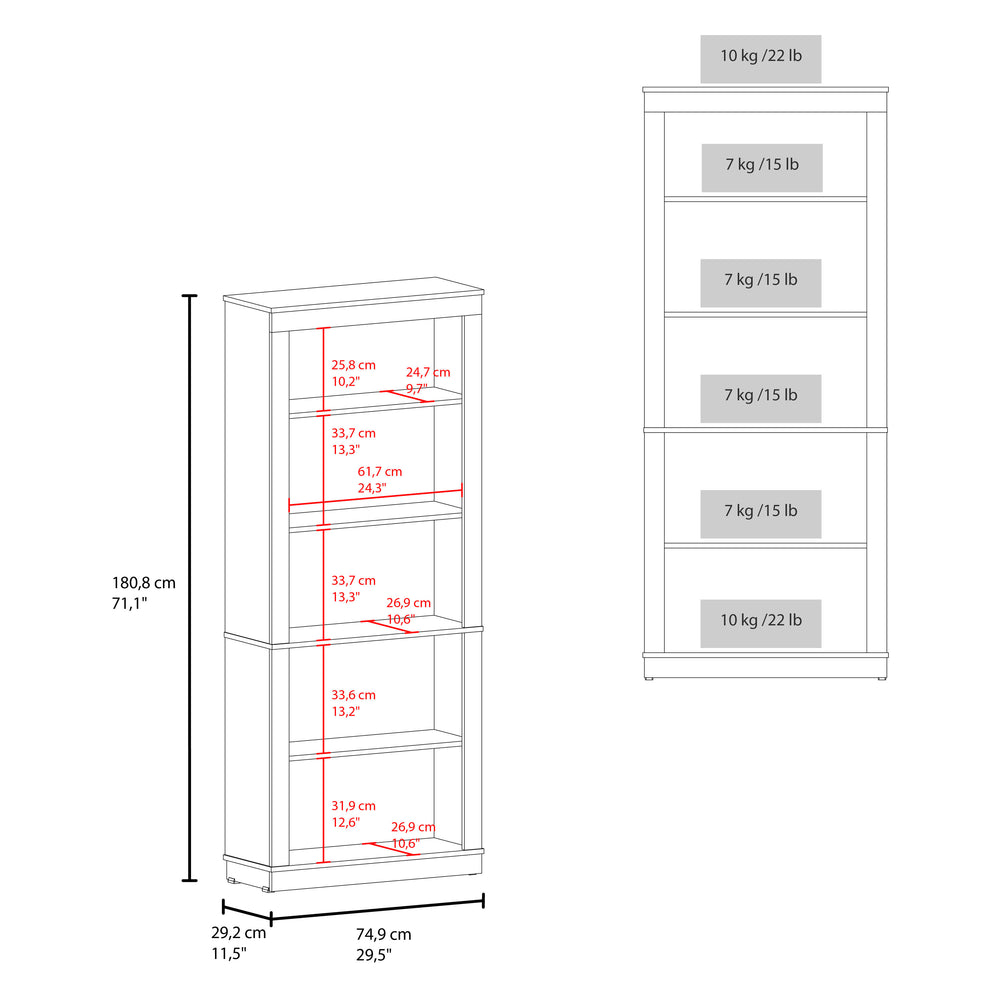 Zebulon Tall Bookshelf with a Framed Silhouette and Open Shelving for Books and Display – Reinforced Engineered Wood Build