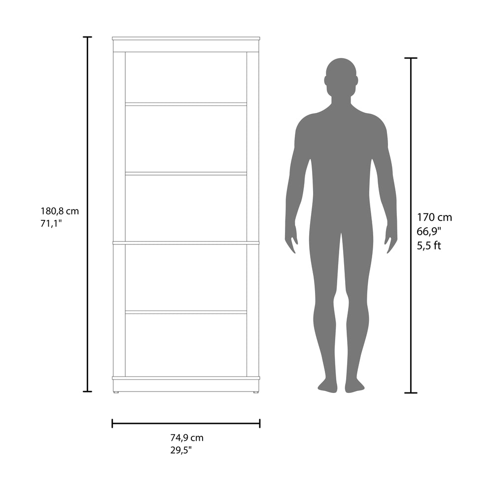 Zebulon Tall Bookshelf with a Framed Silhouette and Open Shelving for Books and Display – Crisp White Finish