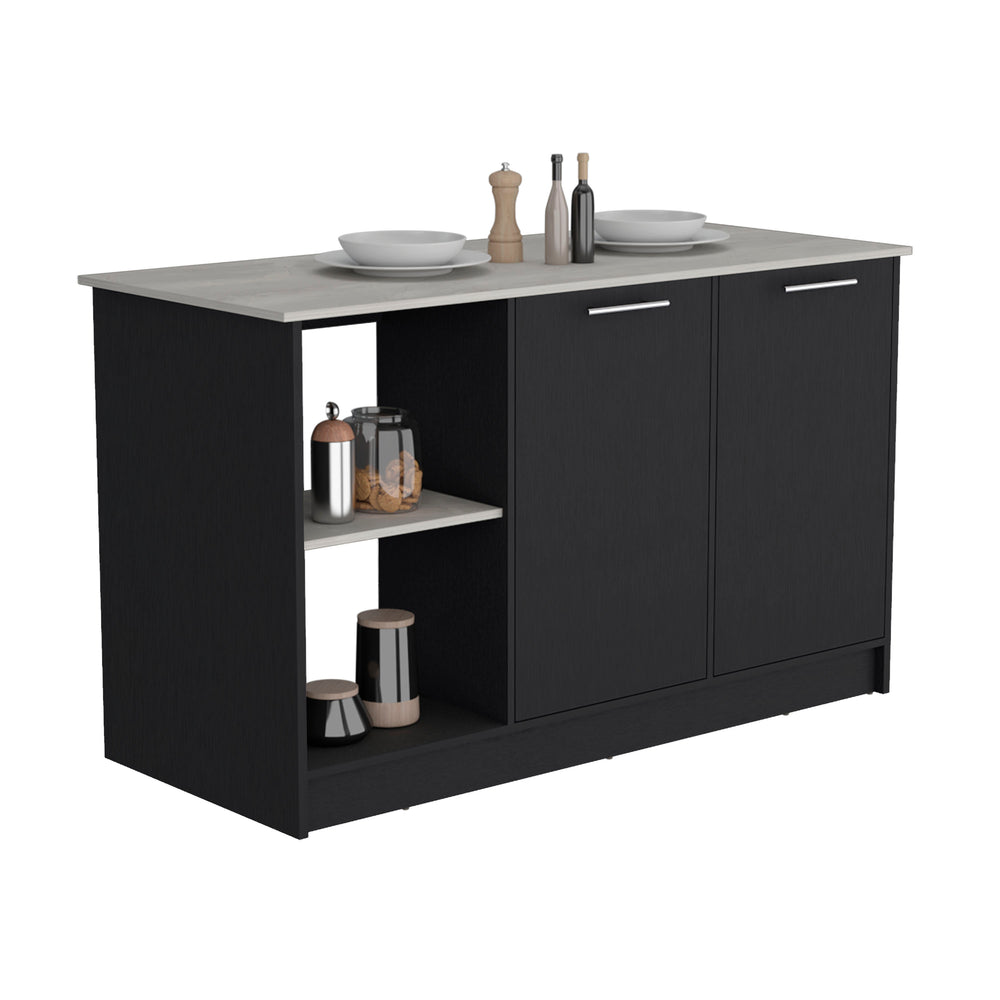 59-Inch Coral Kitchen Island with Double Door – Cabinet Door Storage