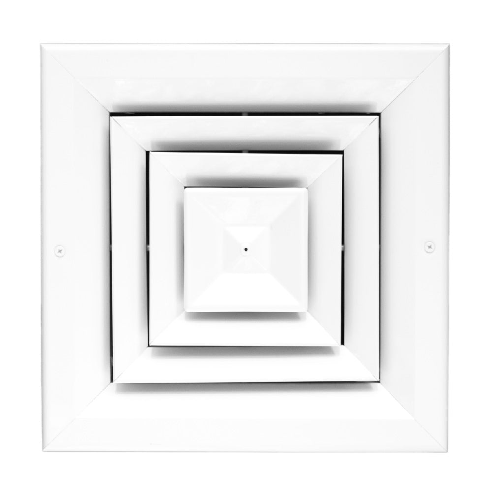 Laminaire 4-Way Square Ceiling Diffuser – Fixed Aluminum HVAC Vent Cover 8X8 W