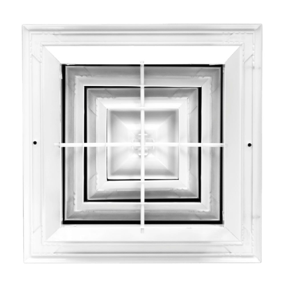 Laminaire 4-Way Square Ceiling Diffuser – Fixed Aluminum HVAC Vent Cover 8X8 W