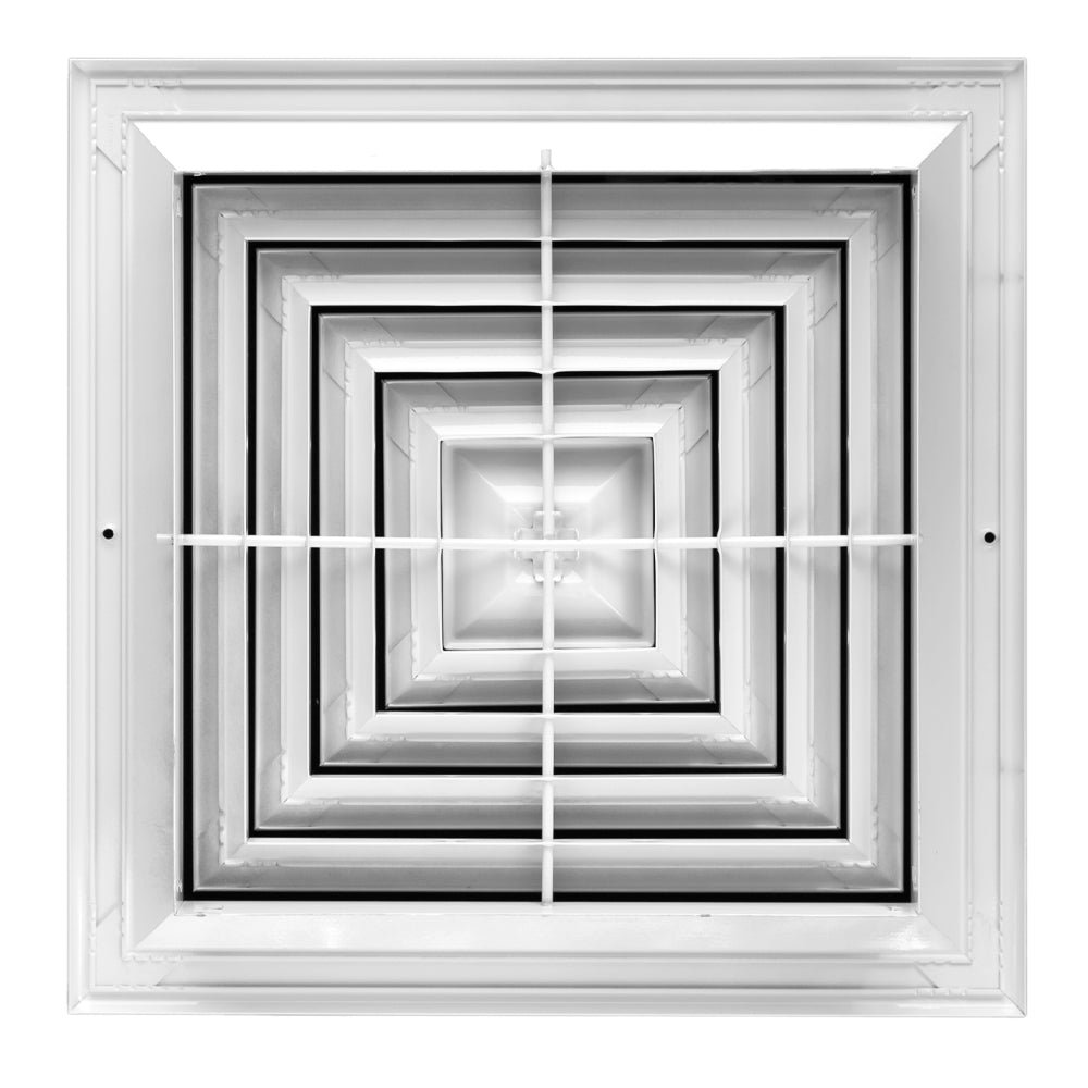 Laminaire 4-Way Square Ceiling Diffuser – Fixed Aluminum HVAC Vent Cover 12X12 W