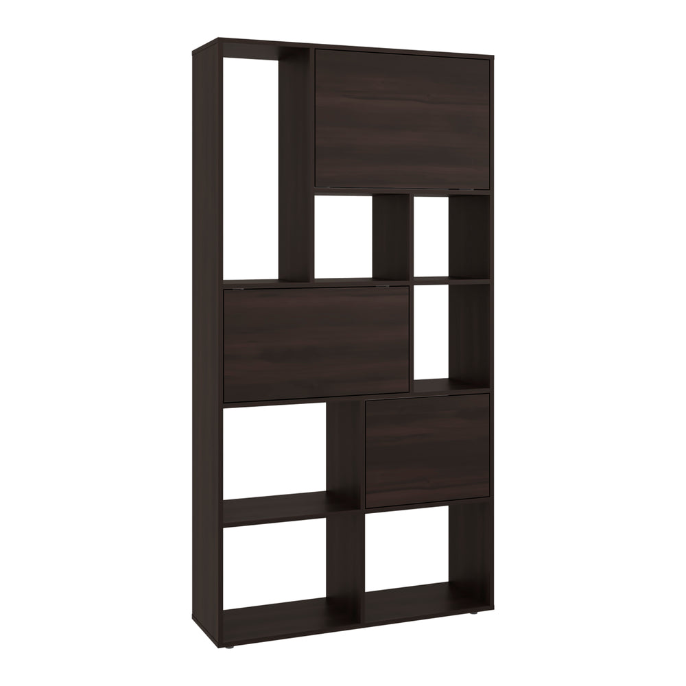 Ailey Geometric Bookcase with Mixed Open Shelving and Enclosed Cabinet Storage for Living Room Organization – Mixed Storage Design