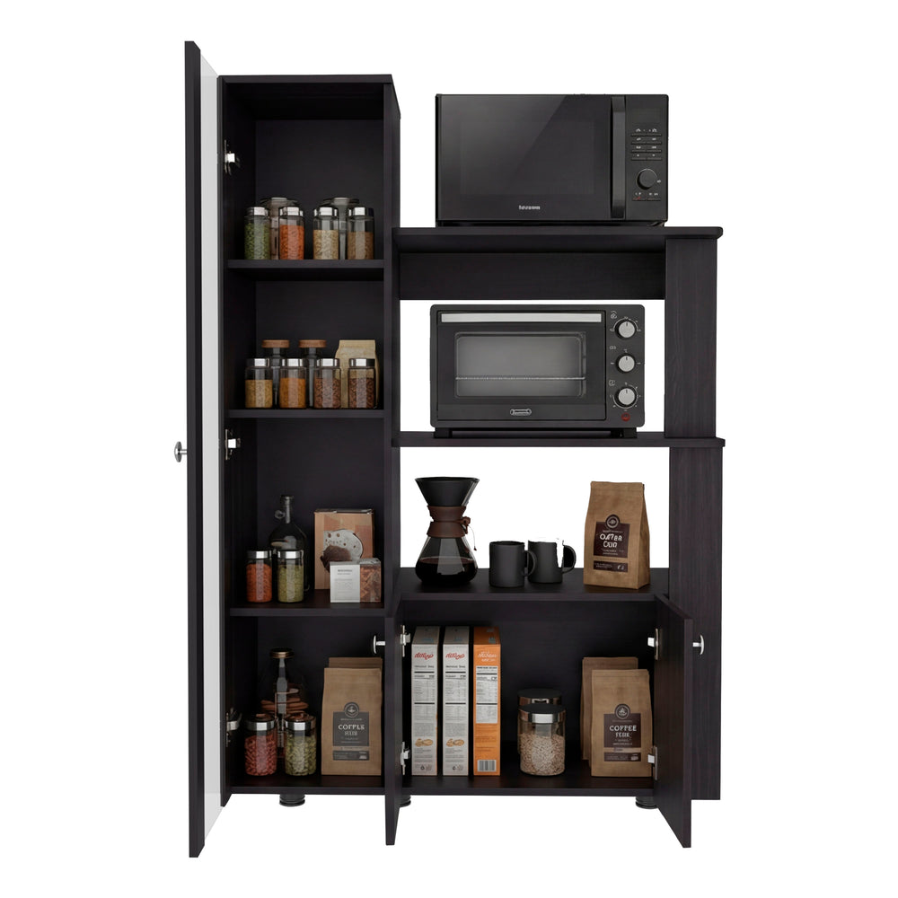 Lamar Multistorage Pantry Cabinet with an Appliance Shelf and Enclosed Storage for Kitchen Organization – Easy Assembly