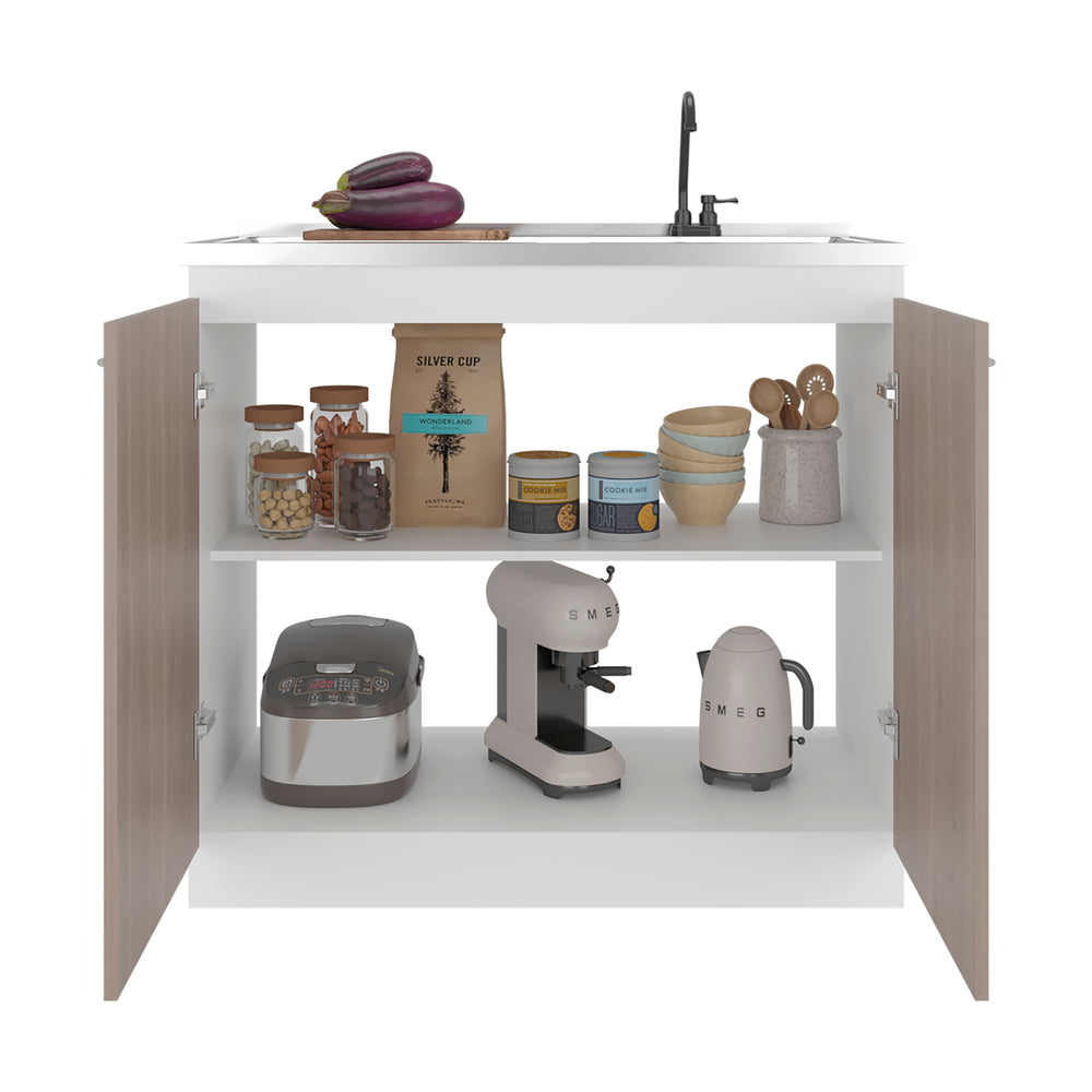 39-Inch Salento Storage Cabinet with Double Door and 2 Open Shelves – Confirmed Load Rating