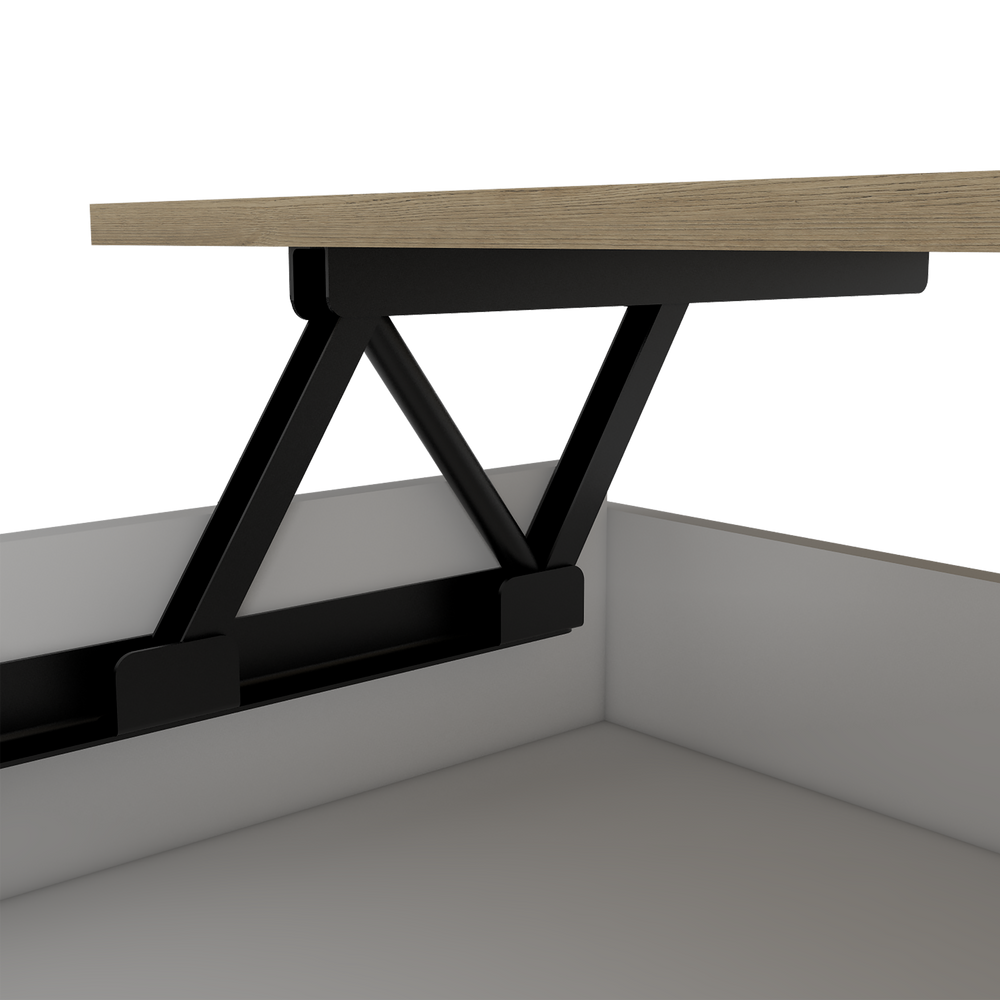 Babel Lift Top Coffee Table with Rolling Casters and Open Shelf for the Living Room – Concealed Drawer Storage