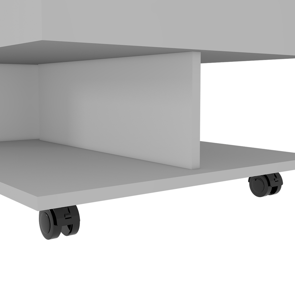 Babel Lift Top Coffee Table with Rolling Casters and Open Shelf for the Living Room – Open Display Shelf