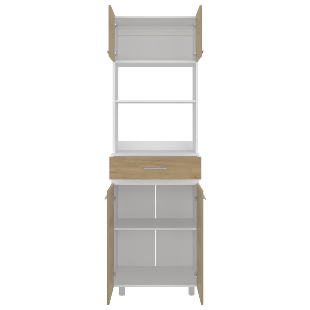 24-Inch Beggs Kitchen Pantry Cabinet with 1-Drawer and 4 Open Shelves – Raised Leg Base