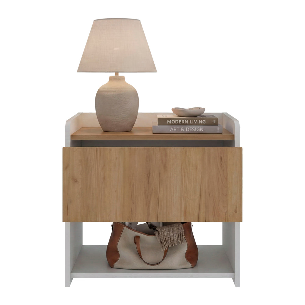 Eaton Nightstand with a Storage Drawer and an Open Shelf for Bedroom Organization and Everyday Essentials – Easy Assembly