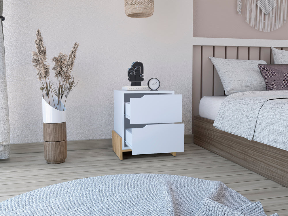 Haines Nightstand with 2-Drawers, End Table with Sturdy Base – Drawer Storage Bedside Table
