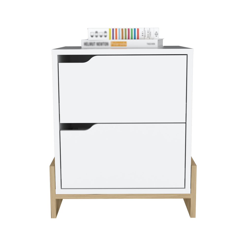 Haines Nightstand with 2-Drawers, End Table with Sturdy Base – Compact Bedroom Footprint