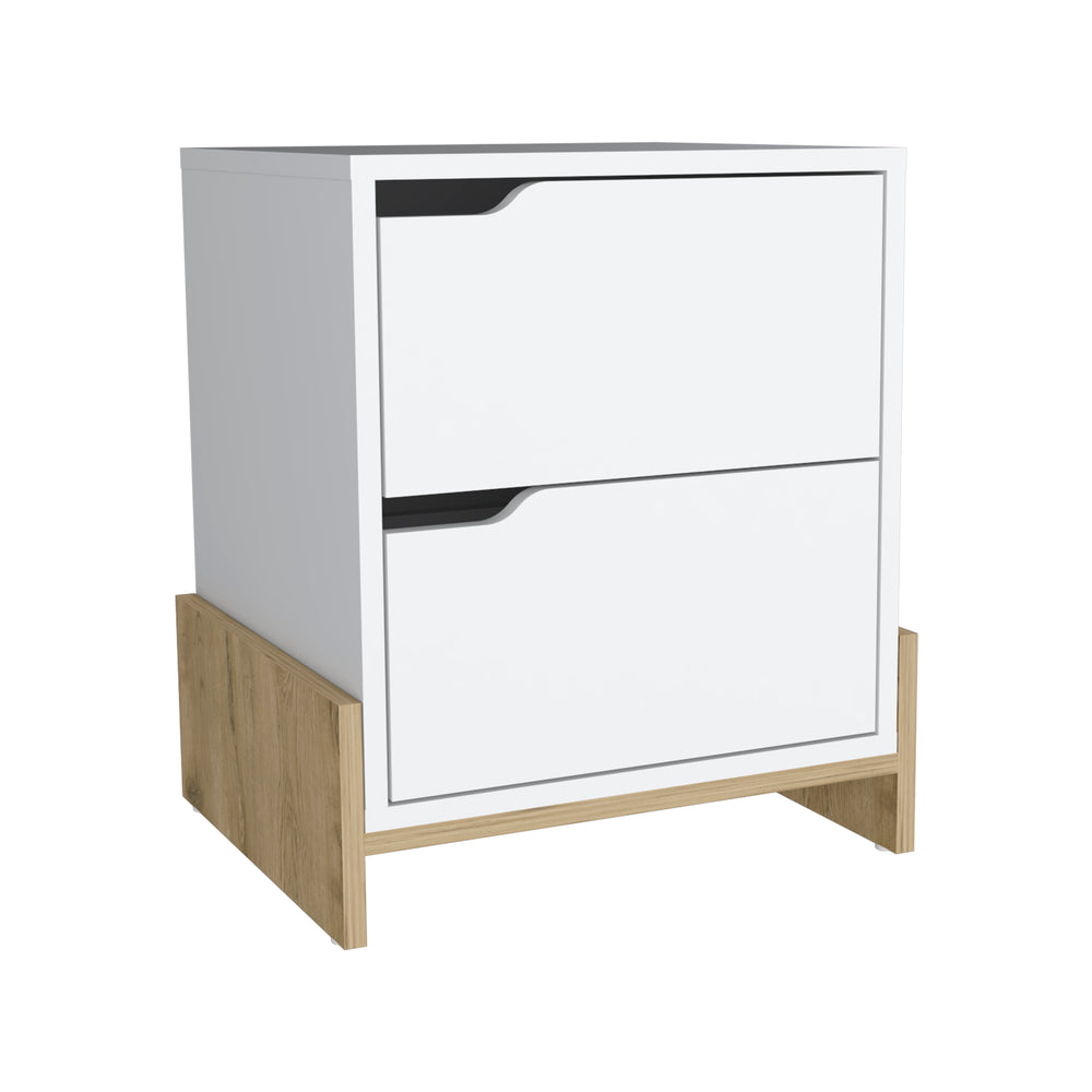 Haines Nightstand with 2-Drawers, End Table with Sturdy Base – Indoor Use And Assembly Required