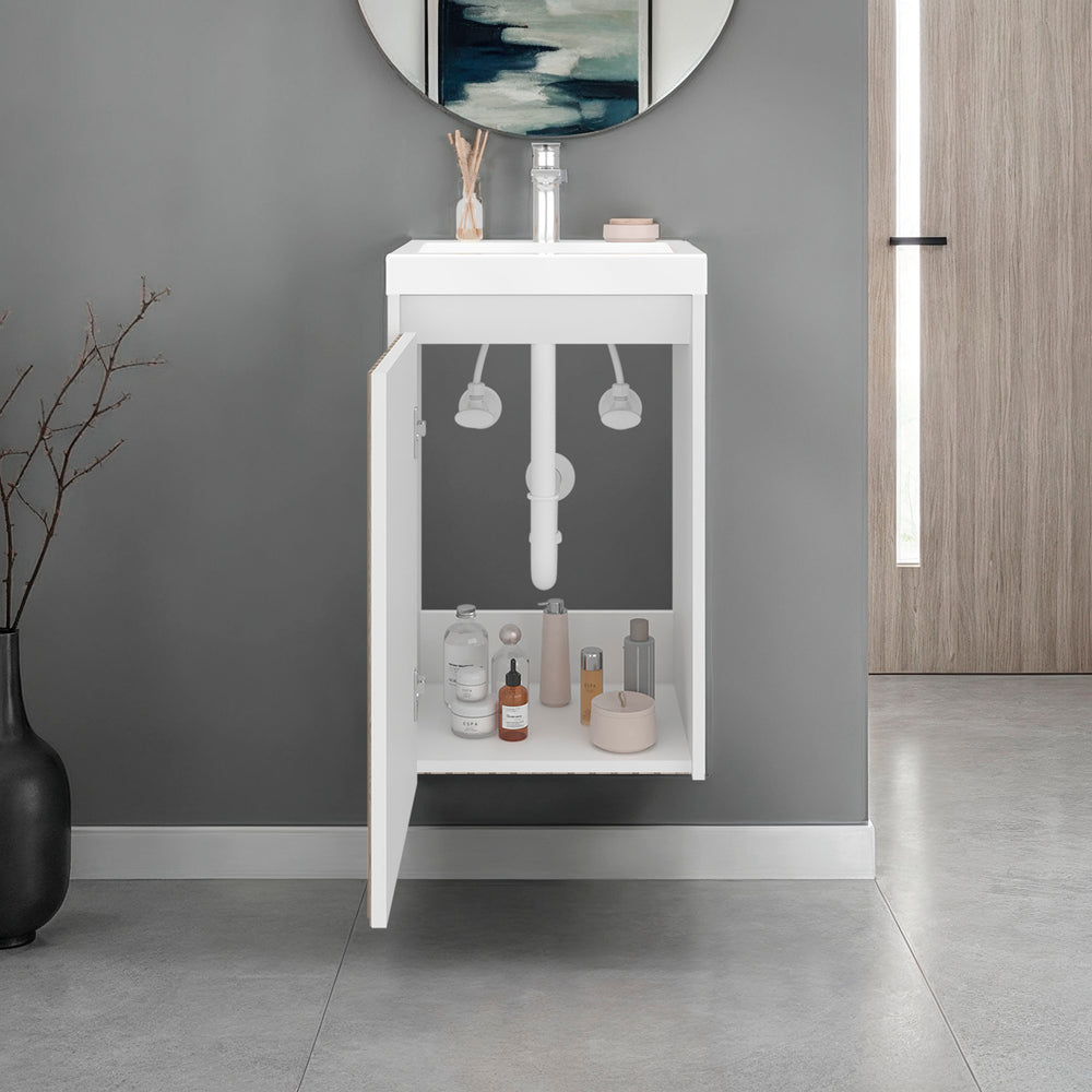 16-Inch Homer Bathroom Vanity with Sink with Single Door – Integrated Sink Basin