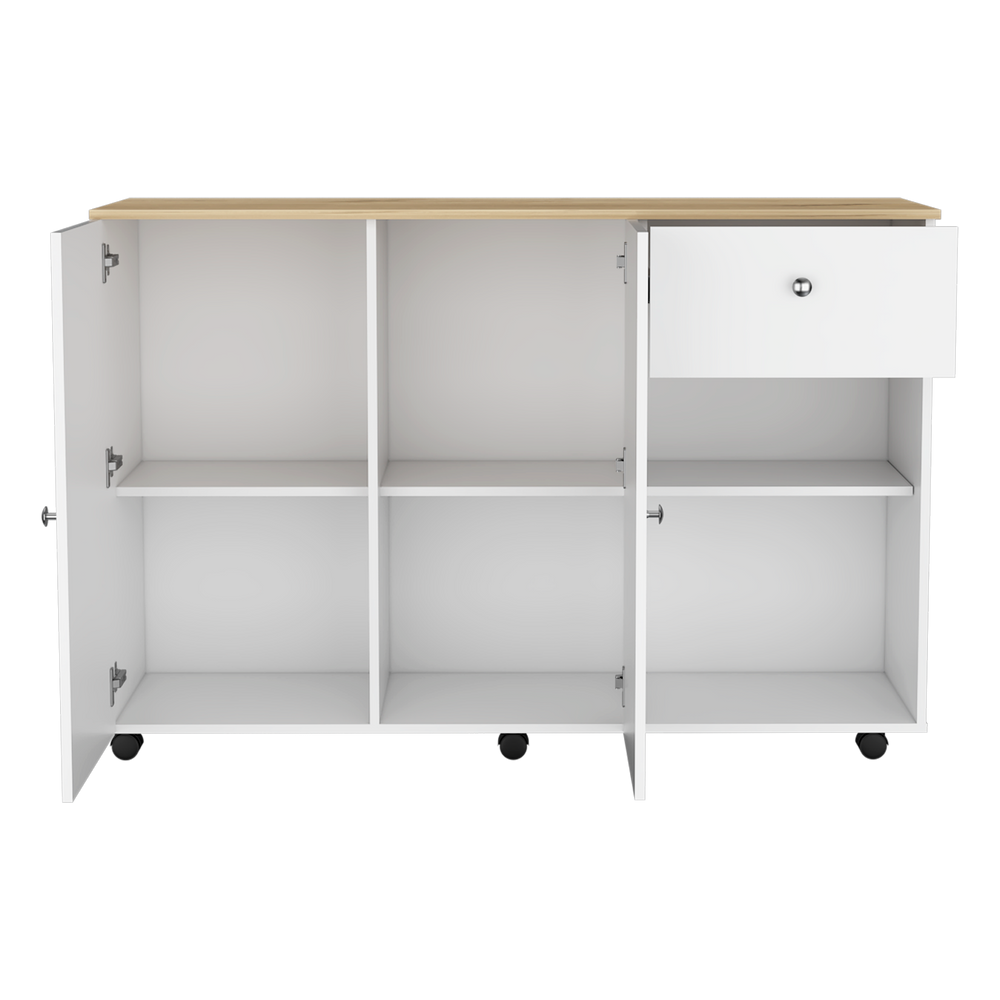 54-Inch Syros Kitchen Island with 1-Drawer and Double Door – Confirmed Load Rating