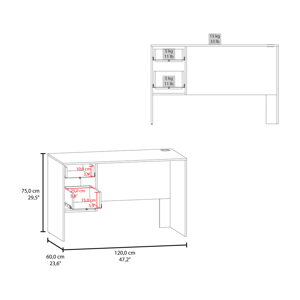 47-Inch Lyons Writing Desk with 2-Drawer – Reliable Support