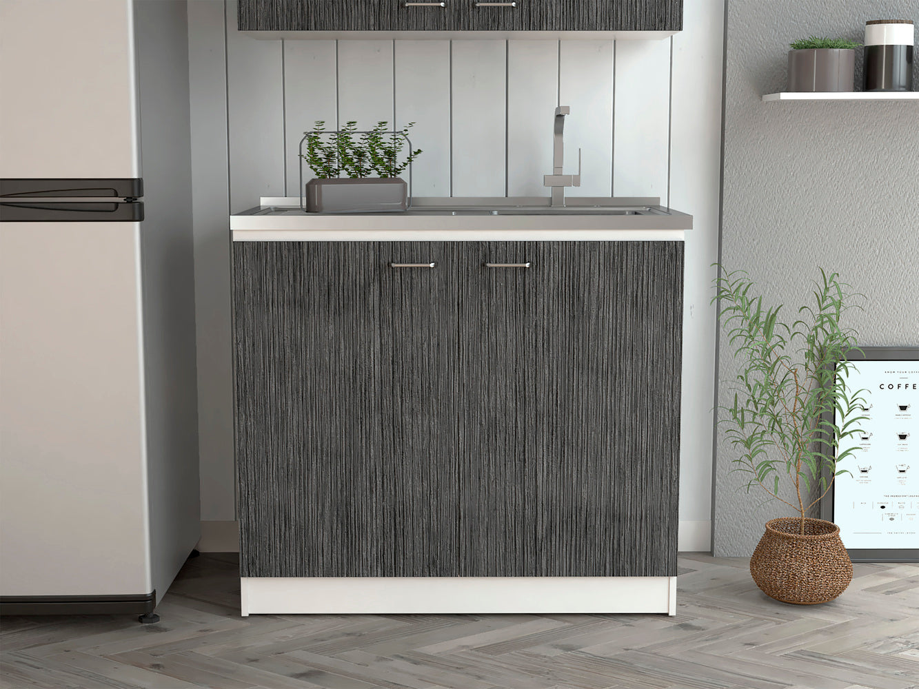 Salento Utility Sink With Cabinet, Double Door Cabinet