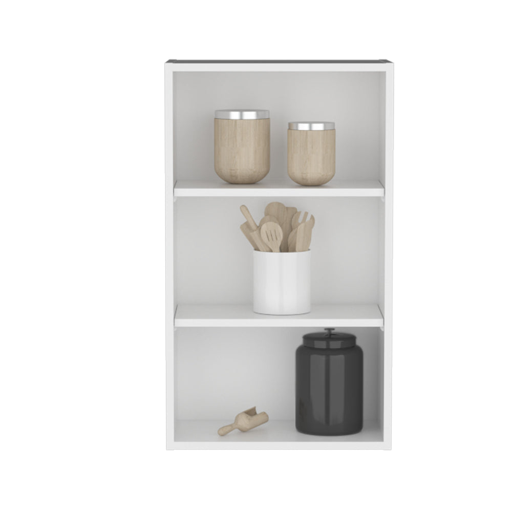 21-Inch Kaltag Wall Cabinet with 3 Open Shelves – White Manufactured Wood Finish