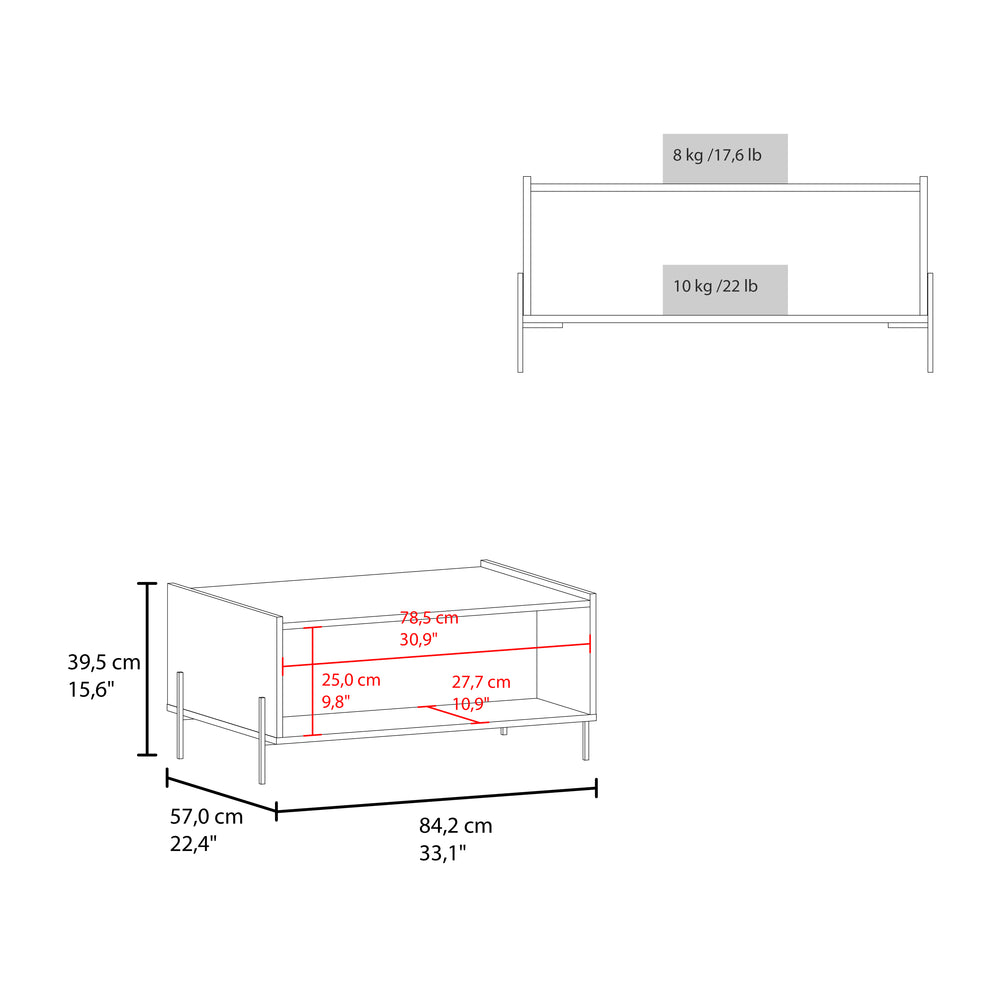 33-Inch Juneau Coffee Table – Slim Metal Legs