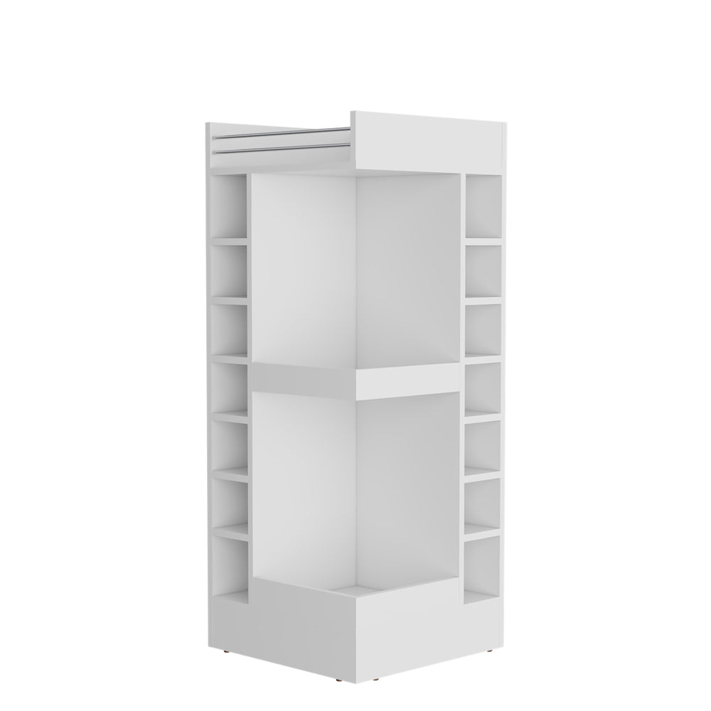 18-Inch Parker Bar Cabinet with 16 Open Shelves – Sturdy White Build