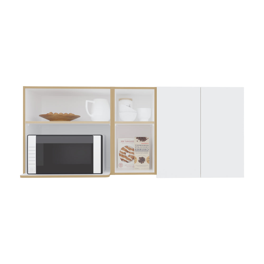 59-Inch Sidman Wall Cabinet with Double Door and 4 Open Shelves – Wide, Shallow Profile