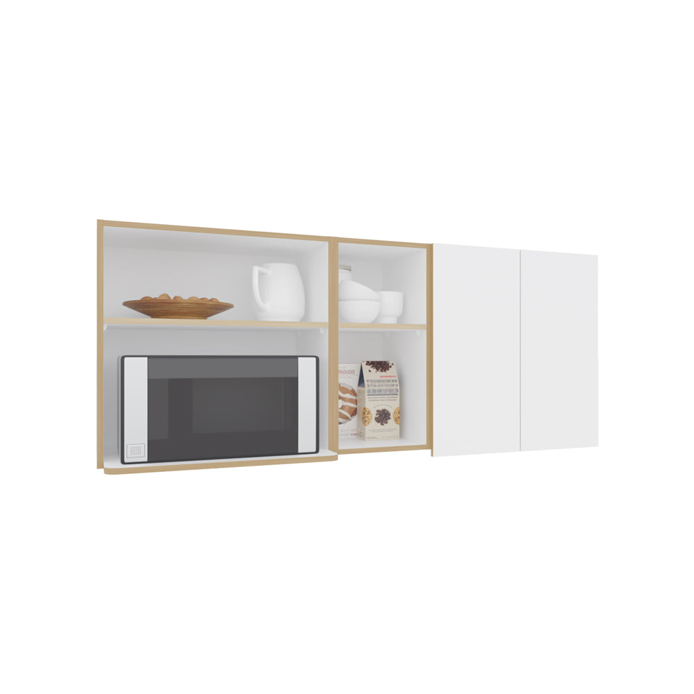 59-Inch Sidman Wall Cabinet with Double Door and 4 Open Shelves – Upper Open Storage
