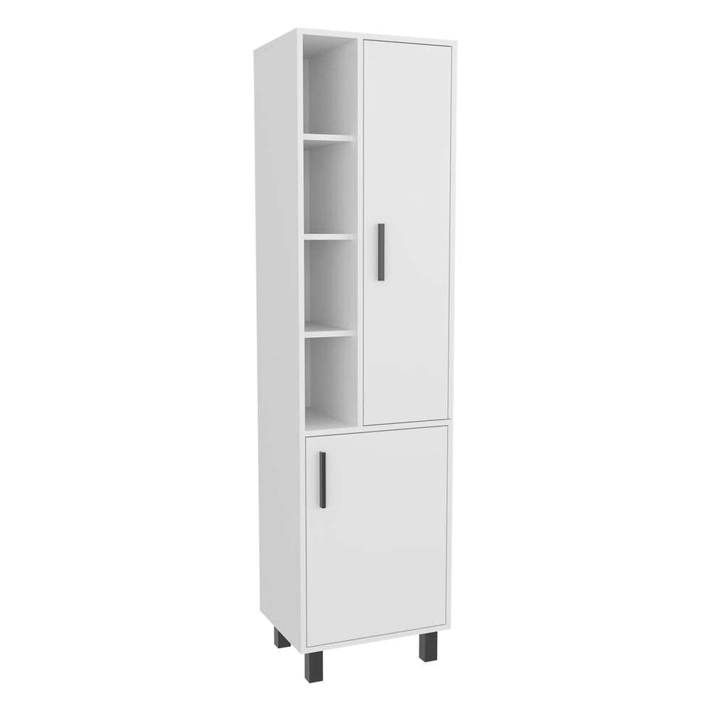 18-Inch Nicut Storage Cabinet with Double Door and 8 Open Shelves – Slim Footprint