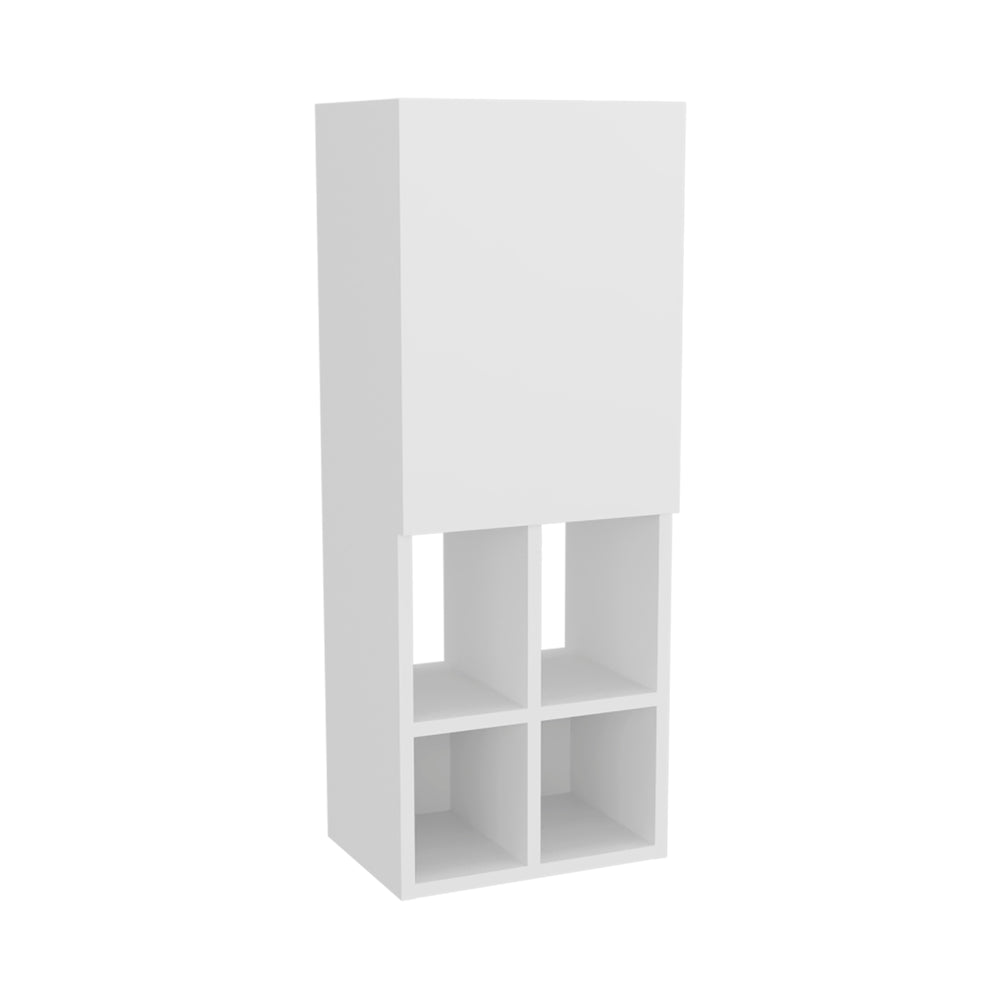 12-Inch Kinta Wall Cabinet with Single Door and 6 Open Shelves – Slim Wall-Mounted Footprint