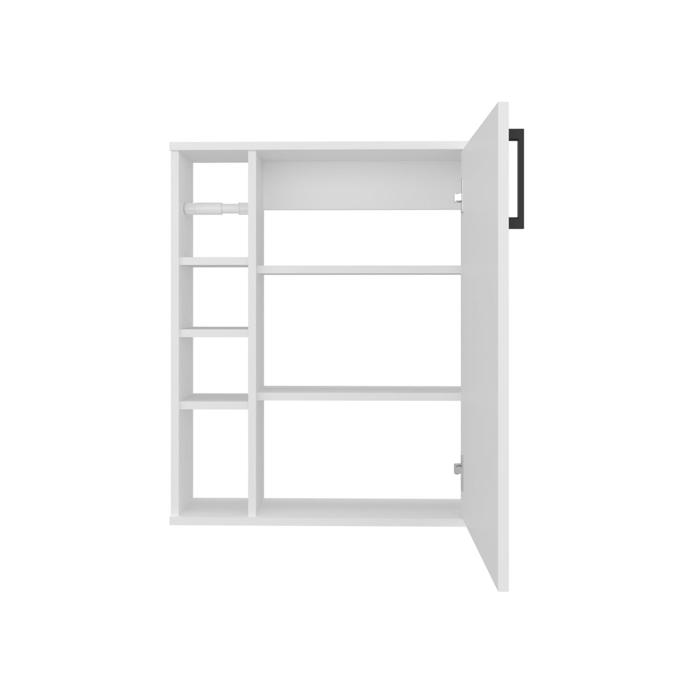 24-Inch Clayton Medicine Cabinet with Single Door and 7 Open Shelves – Durable Construction